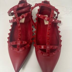 Valentino Crimson Studded Loafers